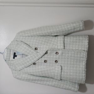 NWT Ann Taylor 4P  Petite Fringe Tweed Double Breasted Jacket